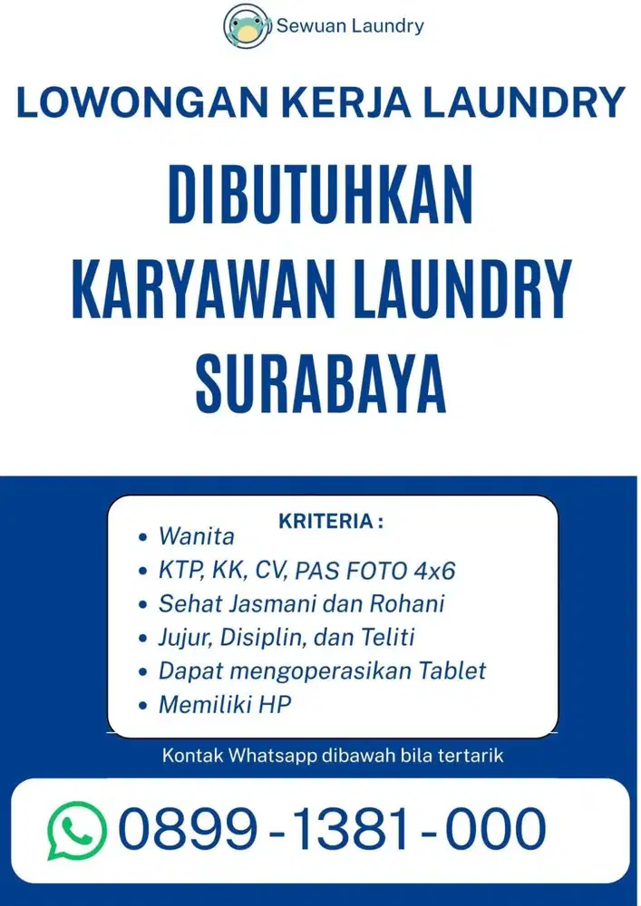 STAF LAUNDRY DAERAH KARANGAN SURABAYA