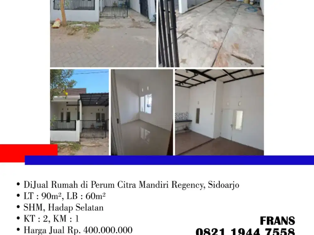 DiJual Rumah di Perum Citra Mandiri Regency, di Kota Sidoarjo