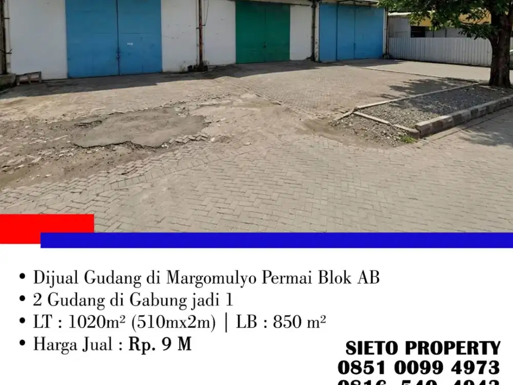 Dijual Cepat! Gudang Margomulyo Permai Blok AB