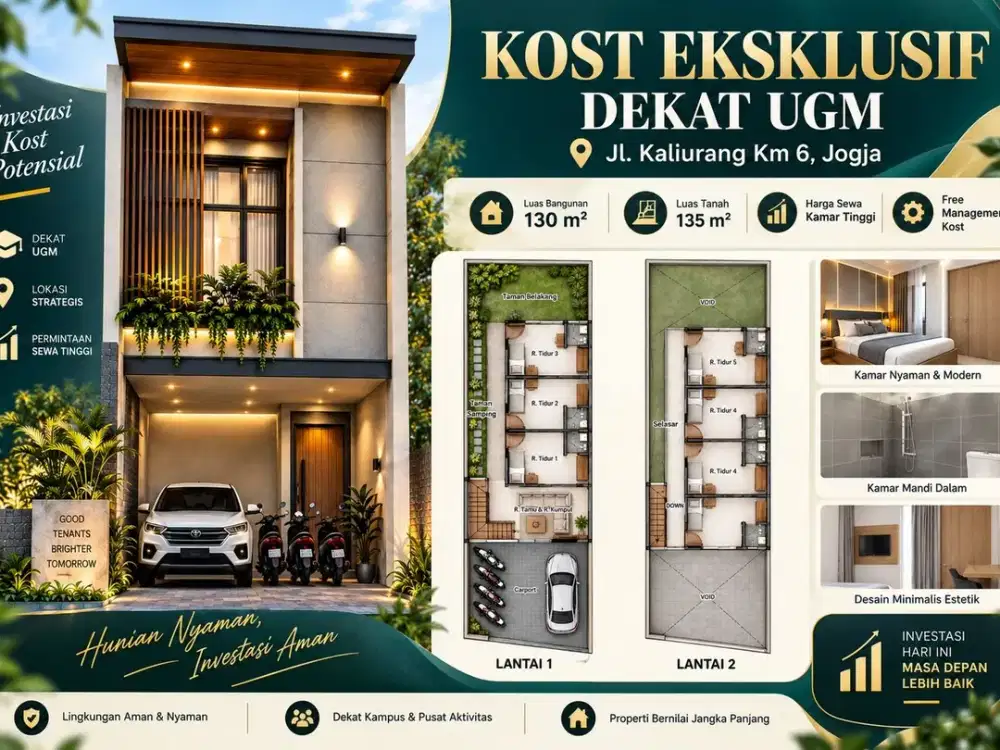 Dijual Hunian Kost Baru 2 Lantai Jogja SHM dekat Kampus UGM
