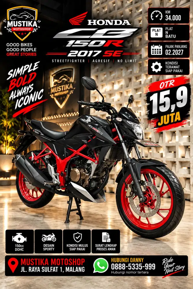 Honda CB 150R SE 2017. N Batu. KM 34rb. DANNY Mustika Sulfat