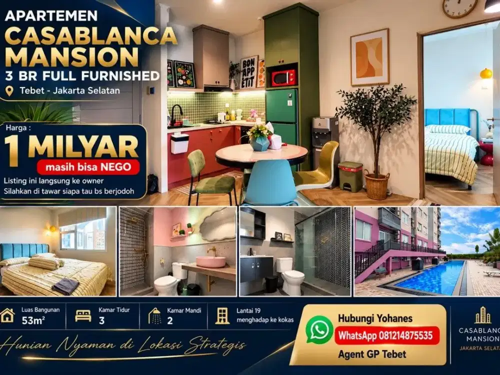 Apartemen Casablanca Mansion 3 BR Full Furnished