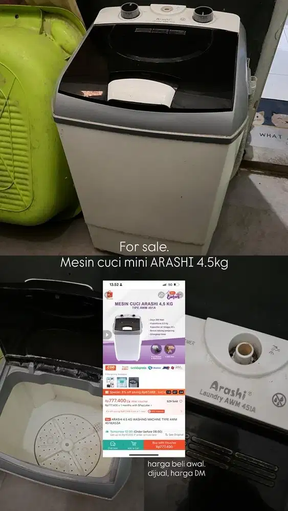 MESIN CUCI MINI ARASHI 4.5 kg