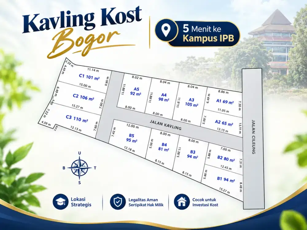 Kavling Kost Bogor, Hanya 5 Menit ke Kampus IPB, SHM