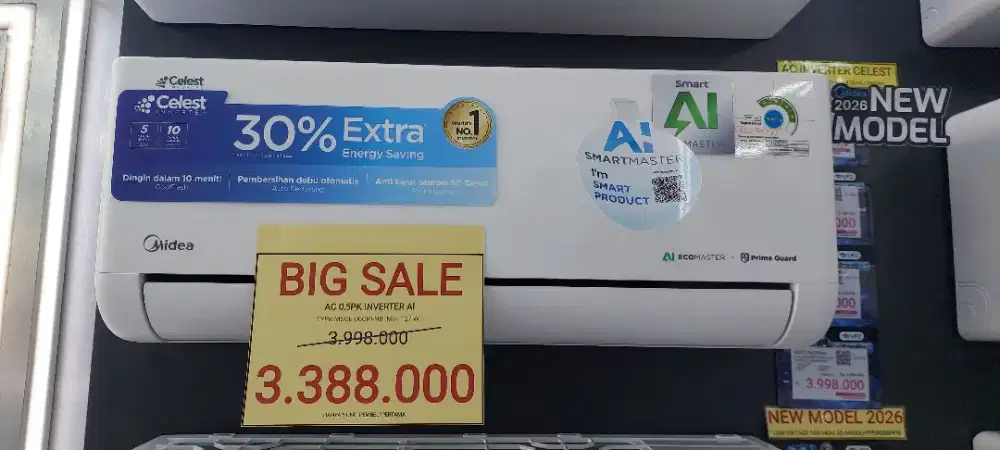 Midea 1/2PK Inverter Kredit DP 0 Bunga 0% Langsung ACC