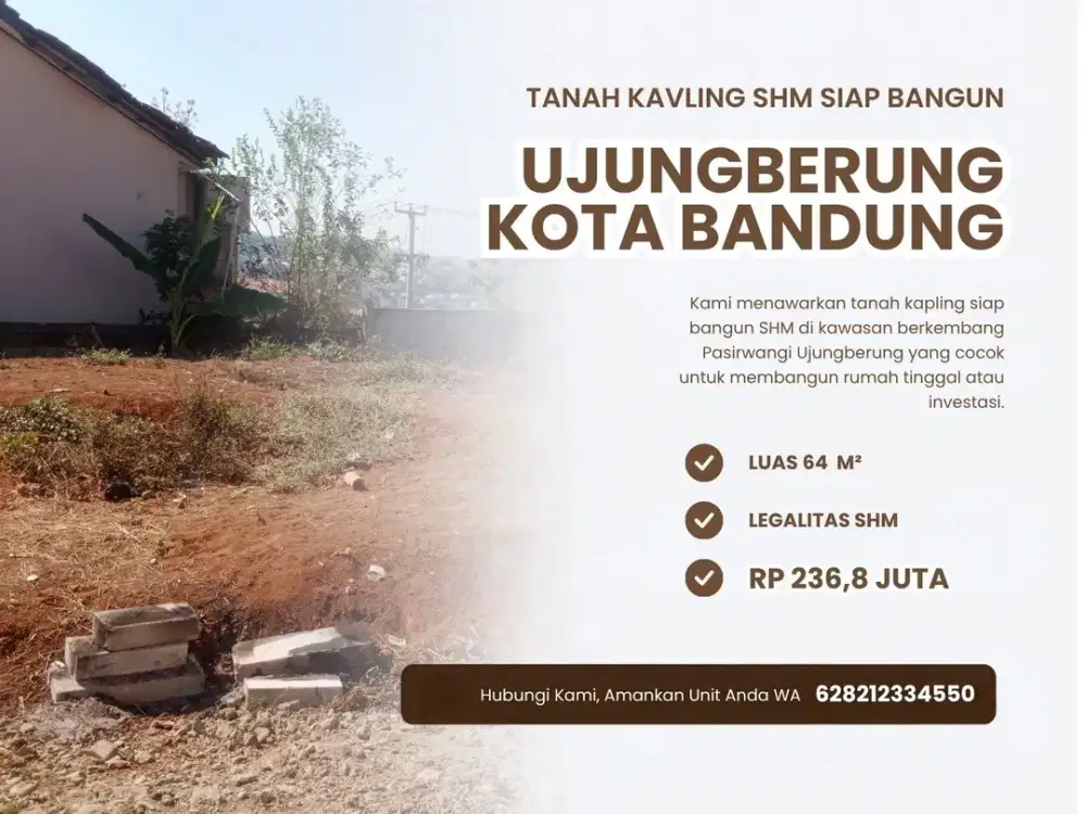 Kavling SHM Siap Bangun 200 Jutaan 7 Menit Dari Alun Alun Ujungberung