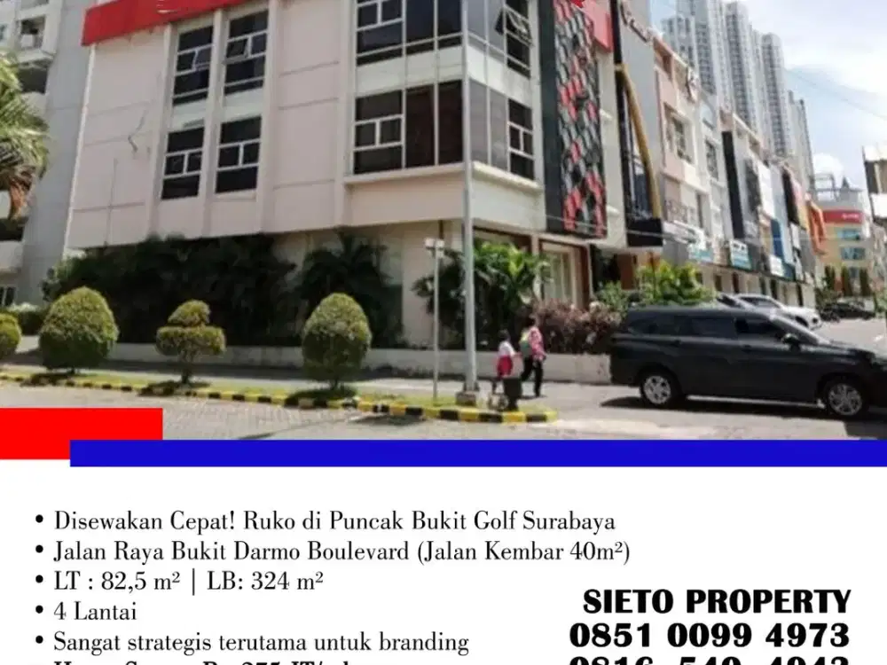 Disewakan Cepat! Ruko di Puncak Bukit Golf, Surabaya