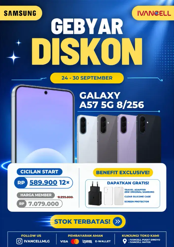 SAMSUNG A57 HARGA TERMURAH
CICILAN 400K BUNGA RENDAH SYARAT KTP SAJA