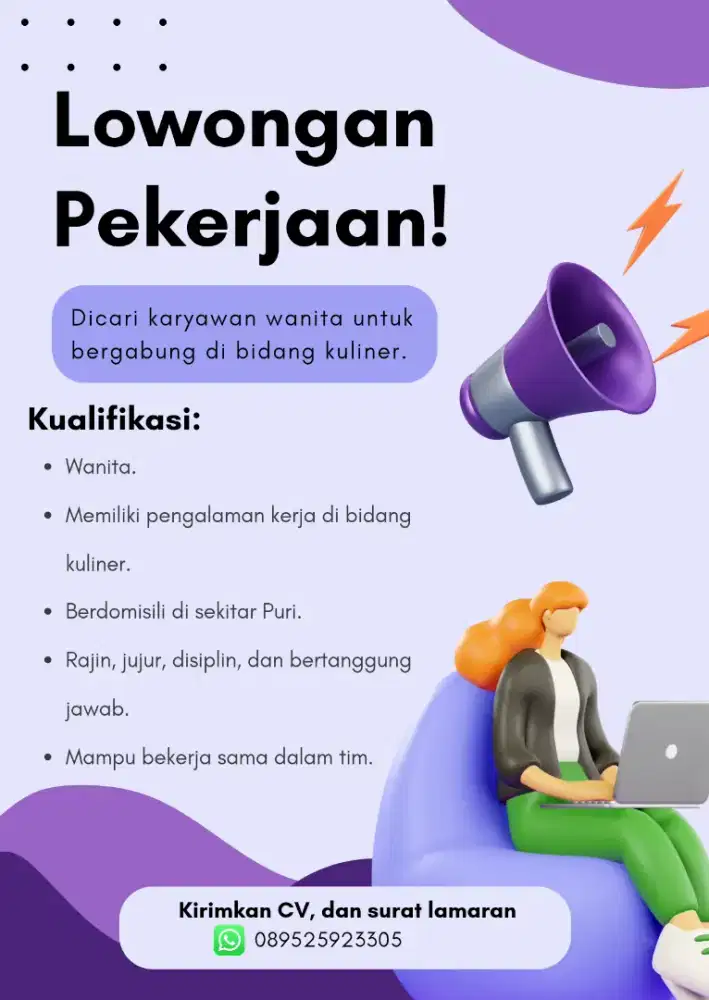 DIBUTUHKAN KARYAWAN WANITA