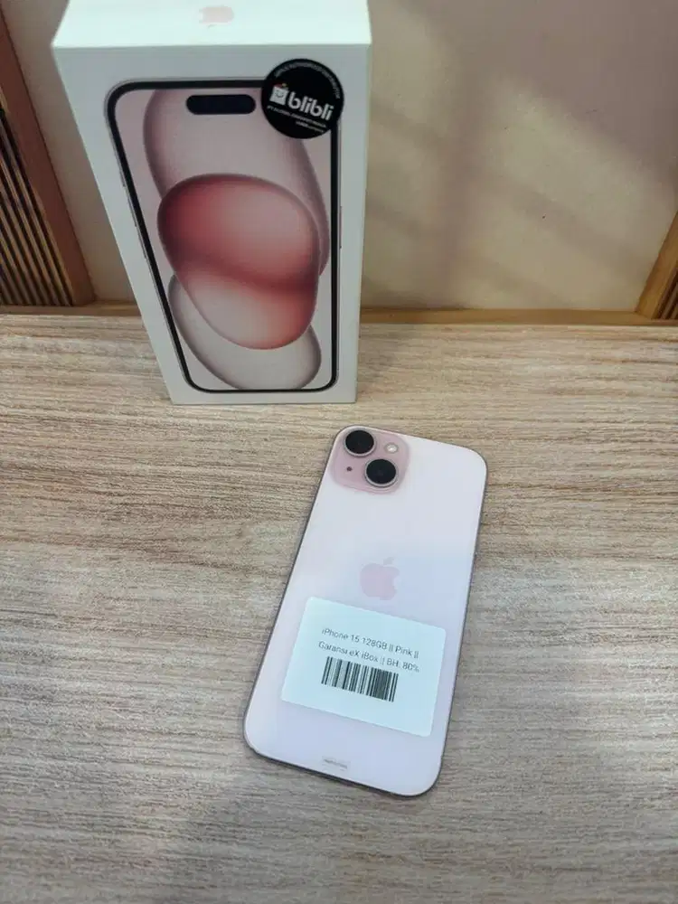iPhone 15 128GB Pink Ex iBox BH 80% Lengkap