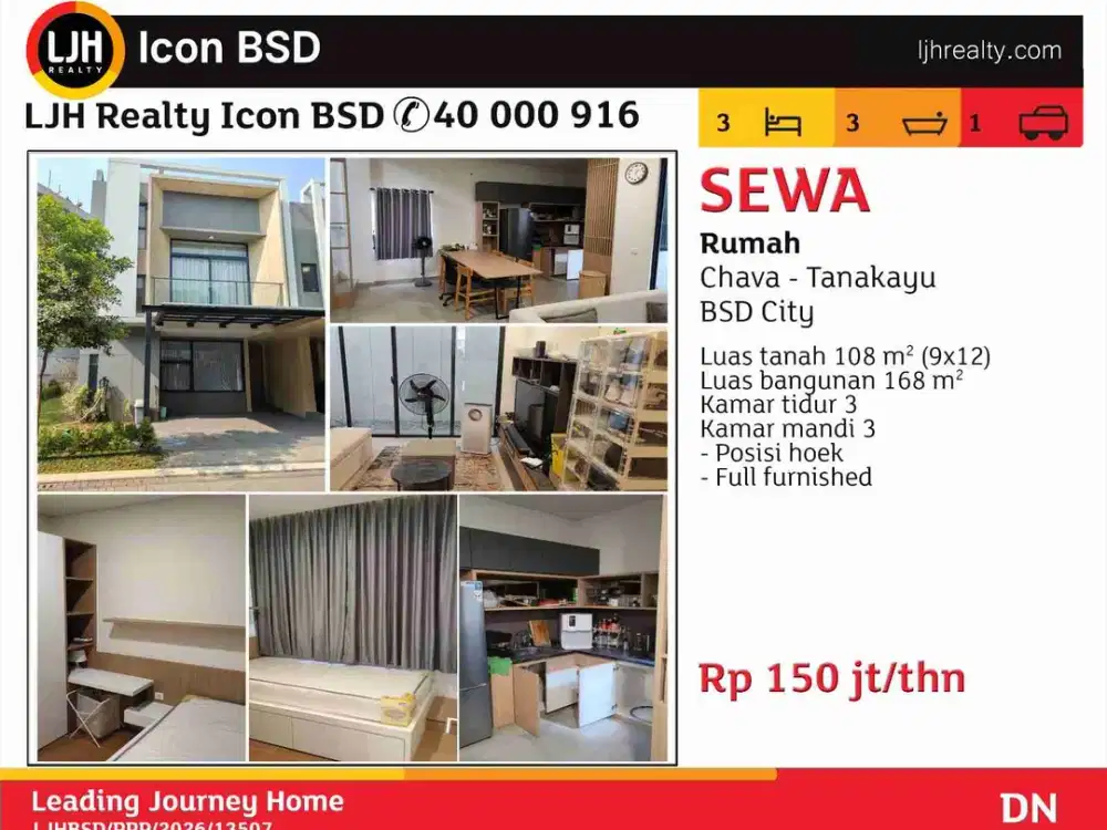 Di Sewakan Rumah Hunian Chava Tanakayu BSD City