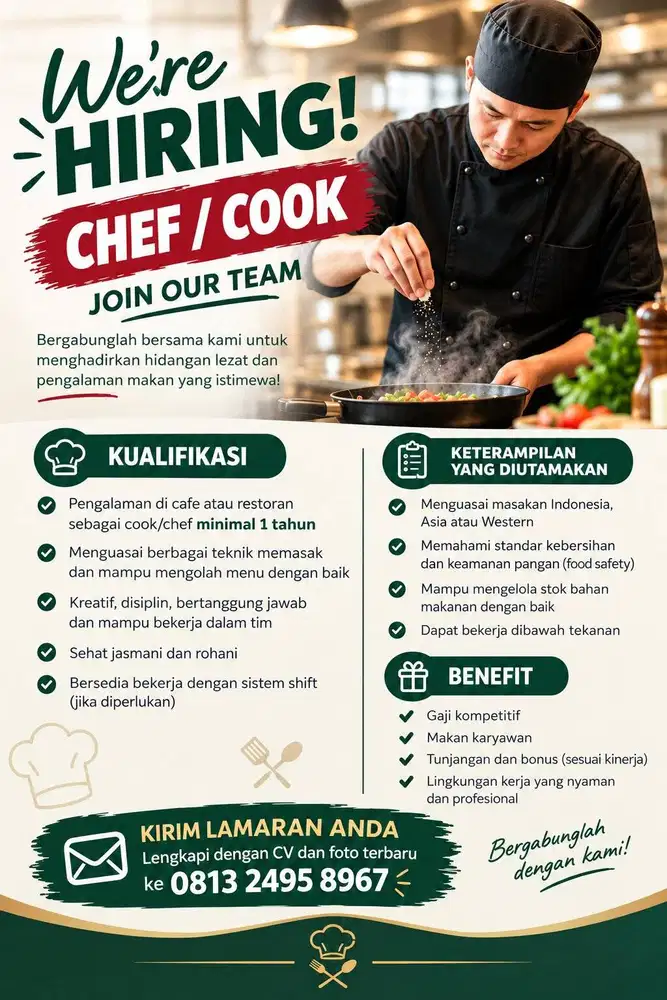 LOWONGAN KERJA – CHEF / COOK