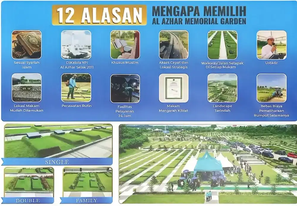 Tersedia Kavling Makam khusus Muslim dg berbagai type sesuai Kebutuhan
