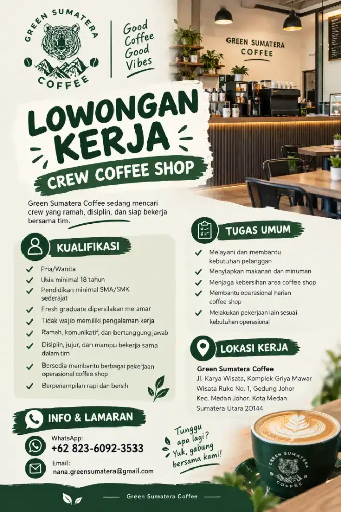 LOWONGAN KERJA COFFEE SHOP MEDAN