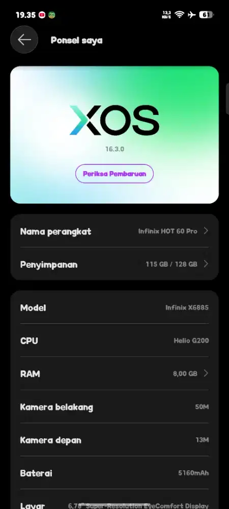 Infinix hot 60 pro ram 6/128