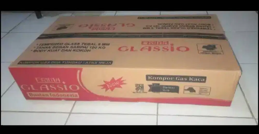 Kompor Gas 2 Tungku Tempered Glass Merk Prima Glassio ModelCTP-01 Baru