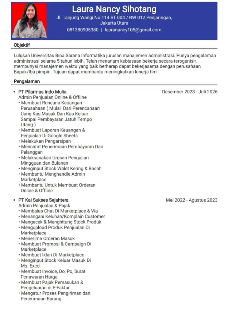 Sedang Mencari Pekerjaan Bagian Admin Gudang / Admin E-commerce
