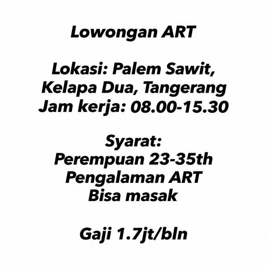 Lowongan ART Tangerang