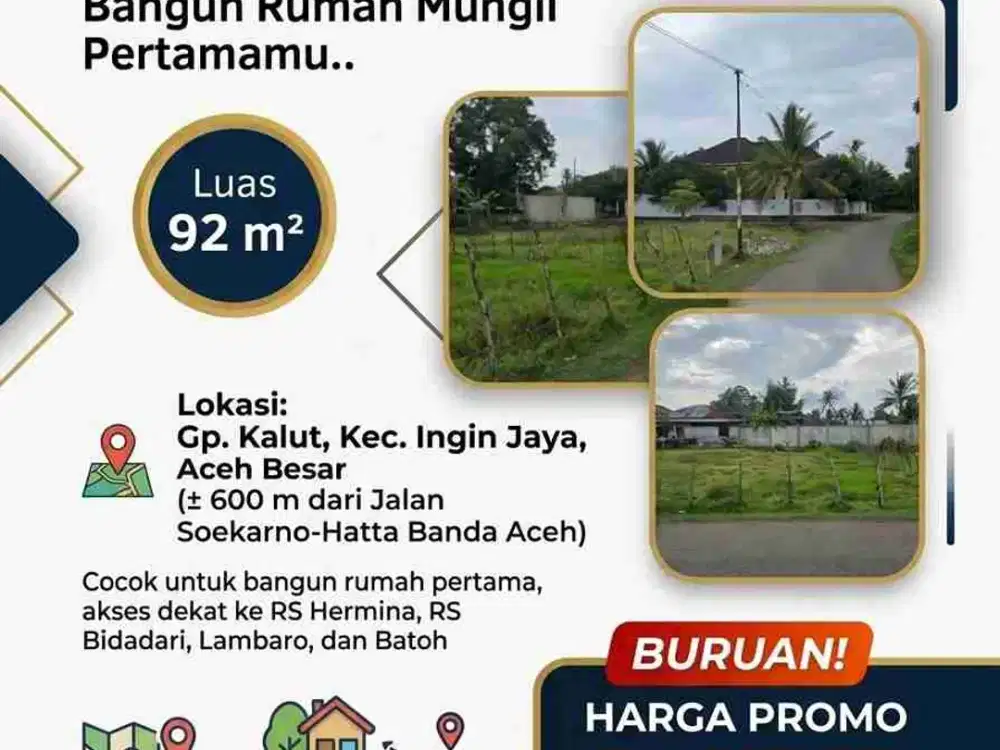 PROMO KHUSUS! TANAH KAVLING STRATEGIS 92 m² - SIAP BANGUN RUMAH MUNGIL PERTAMAMU
