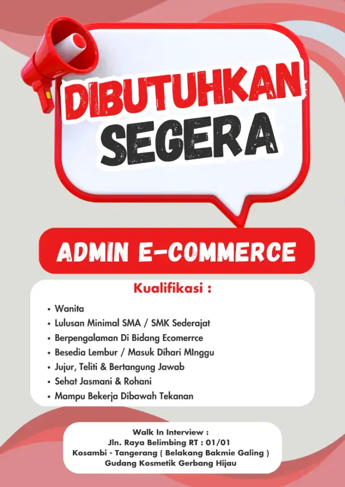 LOKER ADMIN E-COMMERCE