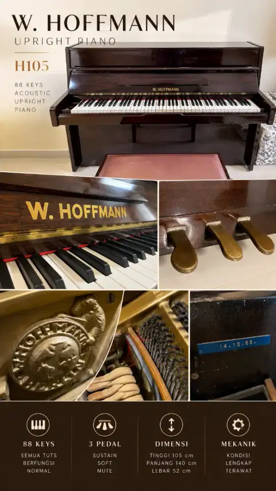 Piano W. Hoffmann H105 88 Keys – Normal & Siap Pakai