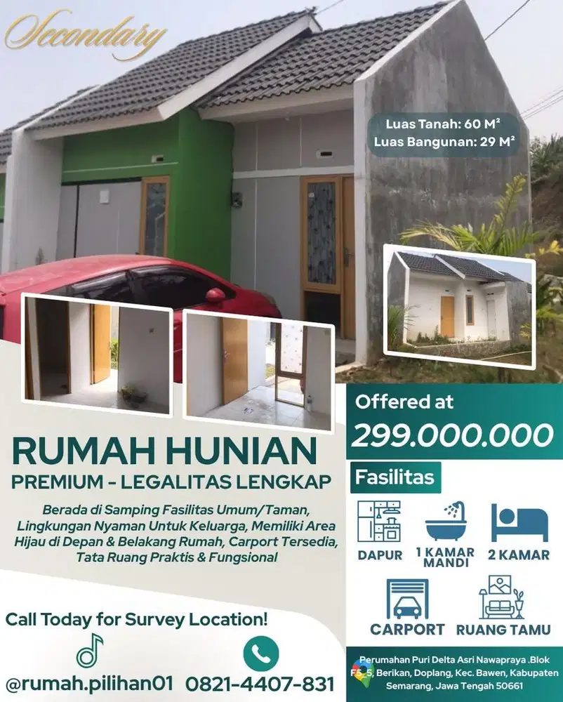 Dijual Rumah Dengan Area Terbuka dan Lokasi Nyaman