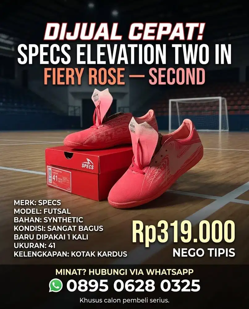 Di Jual Cepat : 1 (satu) pasang sepatu futsal (second)