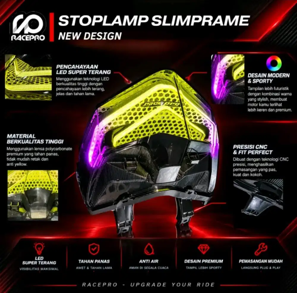 Stoplamp racepro slimframe vario led new 125/150 (New Model terbaru)
