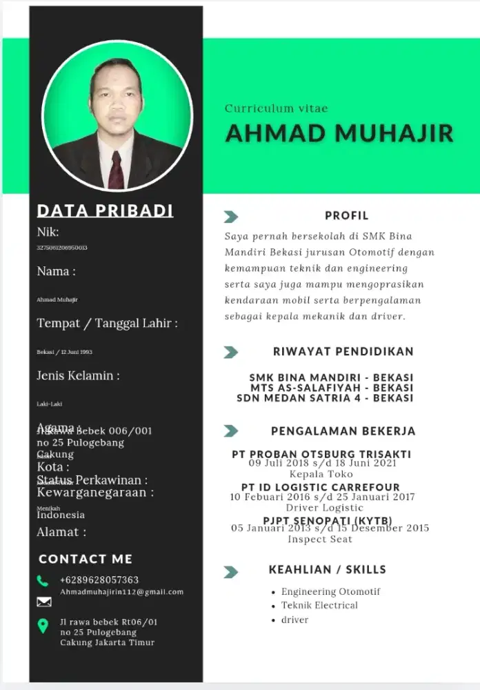 MENCARI KERJA SEBAGAI SUPIR/DRIVER PRIBADI & OPERASIONAL - DKI JAKARTA
