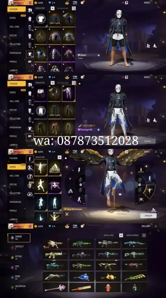 JUAL AKUN FREE FIRE VAULT 159 SG LUMUT
