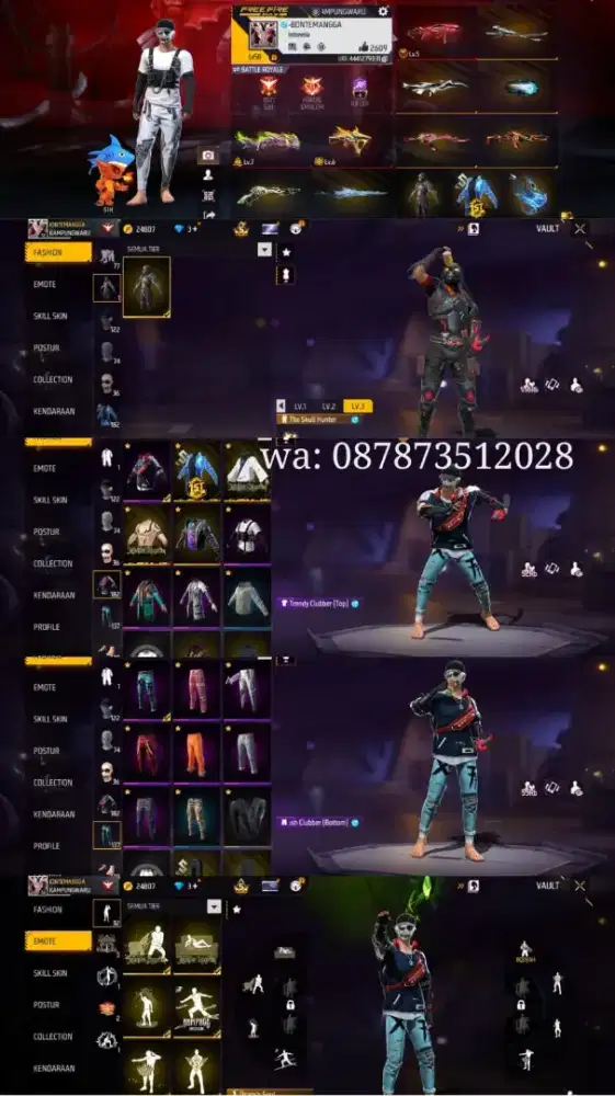 JUAL AKUN FREE FIRE VAULT 182 SG LUMUT