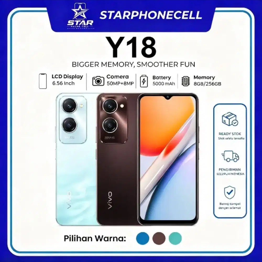 HP VIVO Y18 RAM 8/256GB KAMERA 50 MP LAYAR 6.56 INCI ORIGINAL