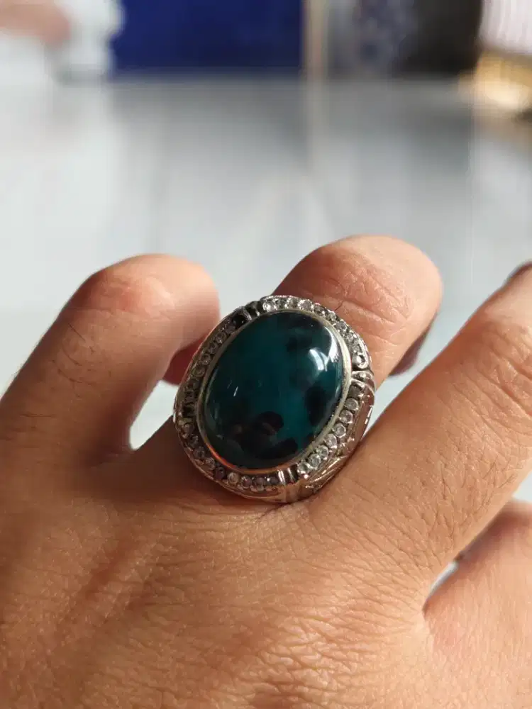 Natural Bacan Doko Totol Coklat Kristal Serat Halus Plong Dim 19,5