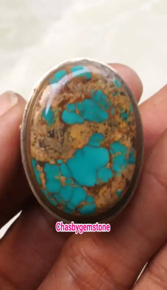Batu Pirus Persia serat jala-Natural Pirus Persia urat emas lawasan