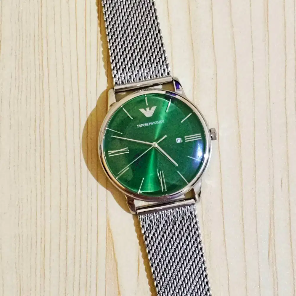 Jam Tangan Emporio Armani Minimalis AR11578 Green Dial Stainless Steel
