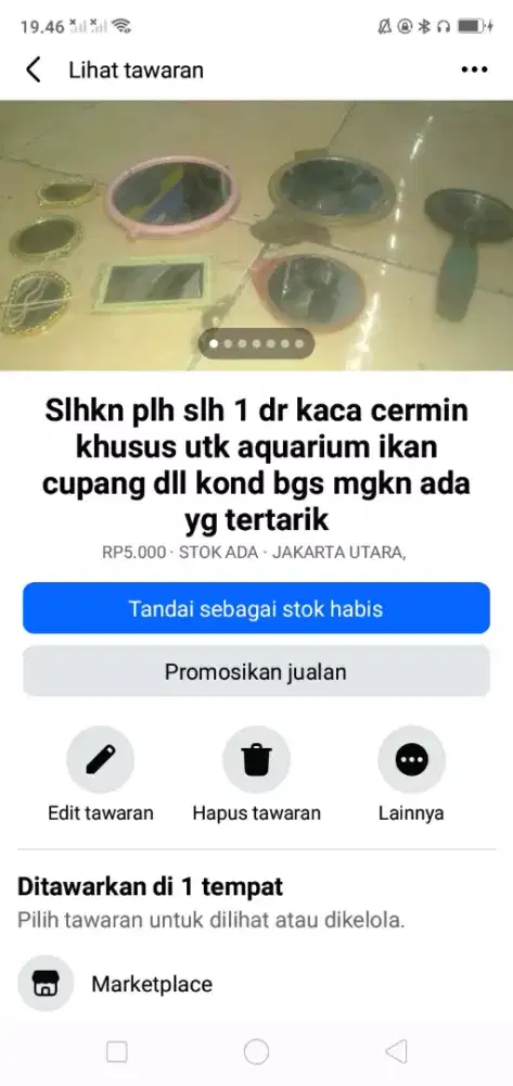 Slhkn plh slh 1 dr kaca cermin khusus utk aquarium ikan kond bgs murah