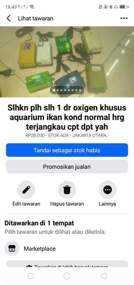 Slhkn plh slh 1 dr oxigen khusus aquarium ikan kond normal murah sj