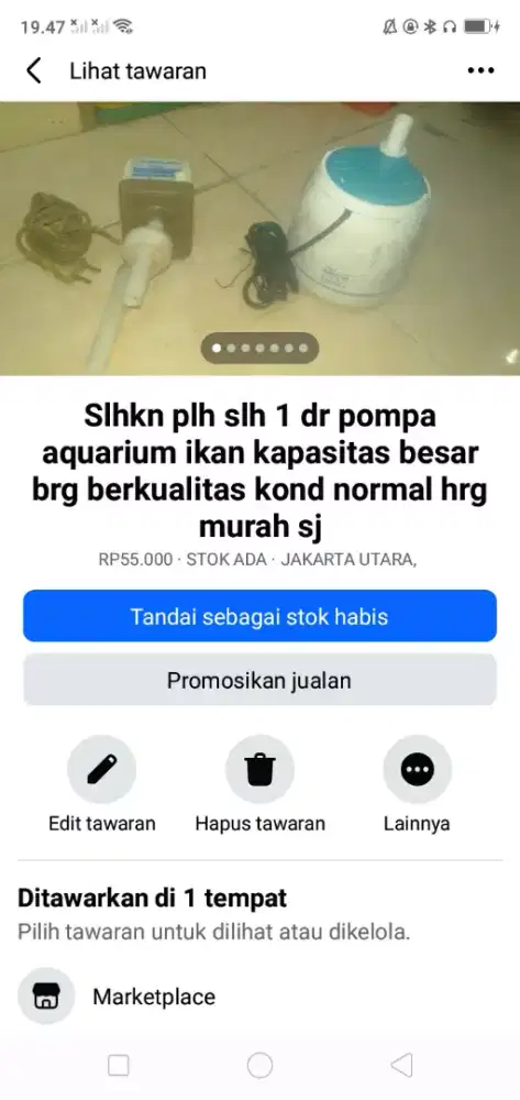 Slhkn plh slh 1 dr pompa aquarium ikan berkualitas kond normal murah