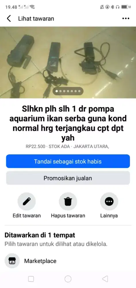 Slhkn plh slh 1 dr pompa aquarium ikan serba guna kond normal murah sj