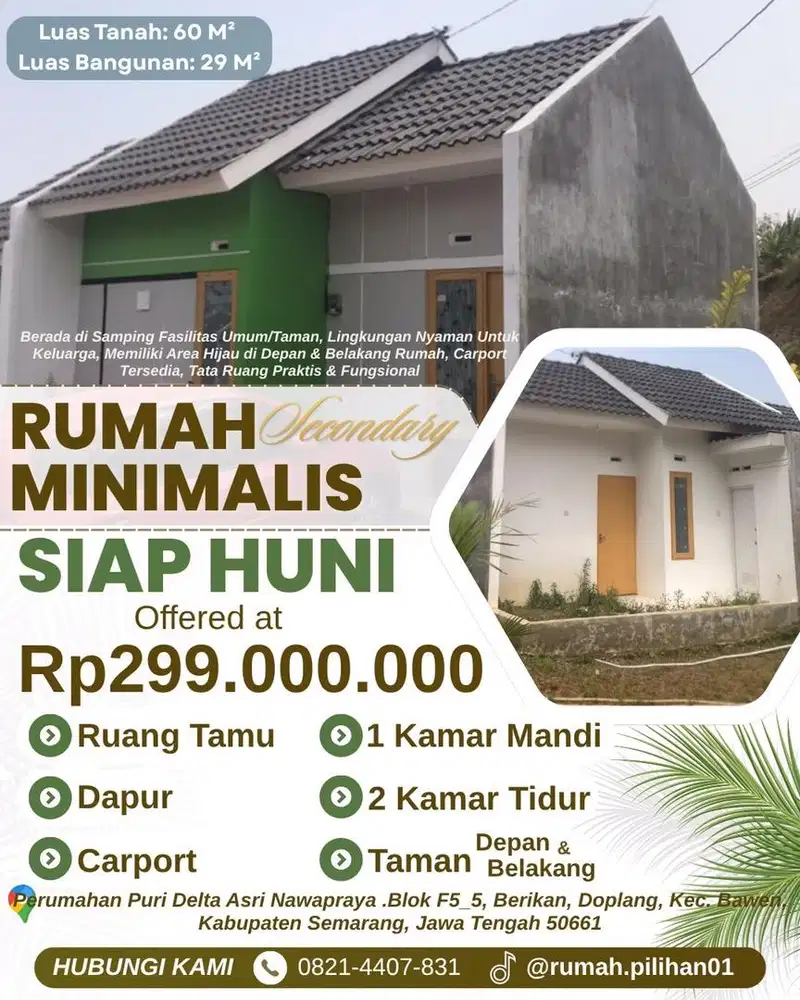 KESEMPATAN MEMILIKI RUMAH DENGAN TAMAN DI DEPAN DAN BELAKANG