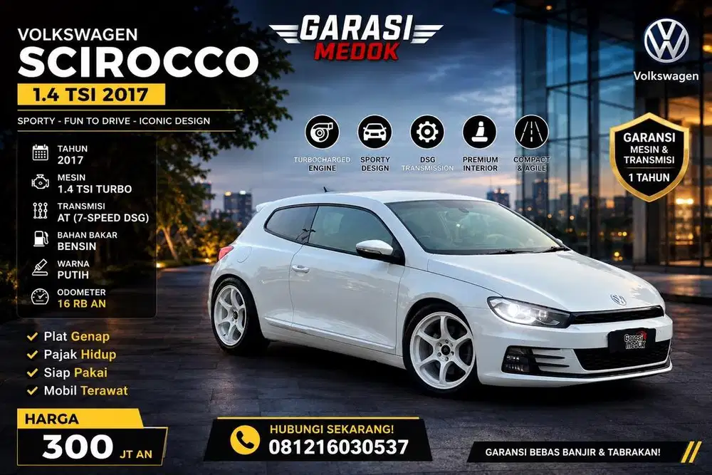 Volkswagen VW Scirocco 1.4 TSI 2017 Antik Low KM Murah Bekas Genap Top