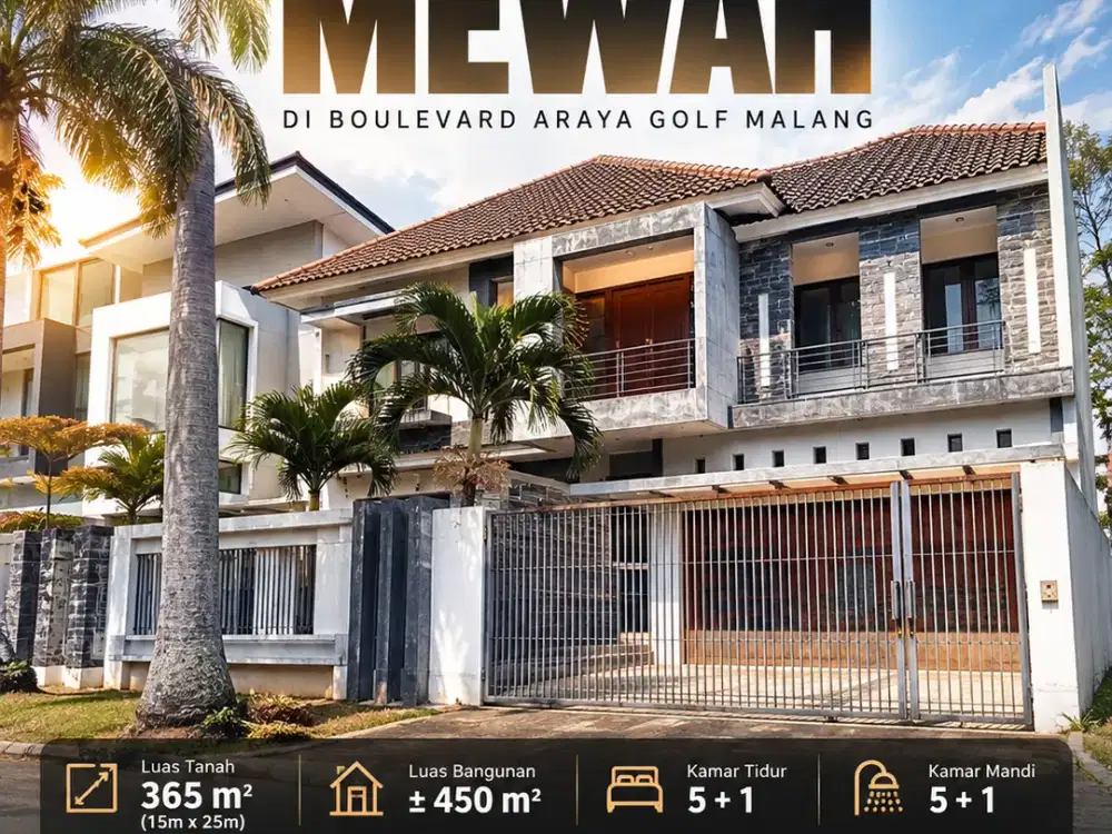 Rumah mewah siap huni di Mainroad Araya Golf Malang