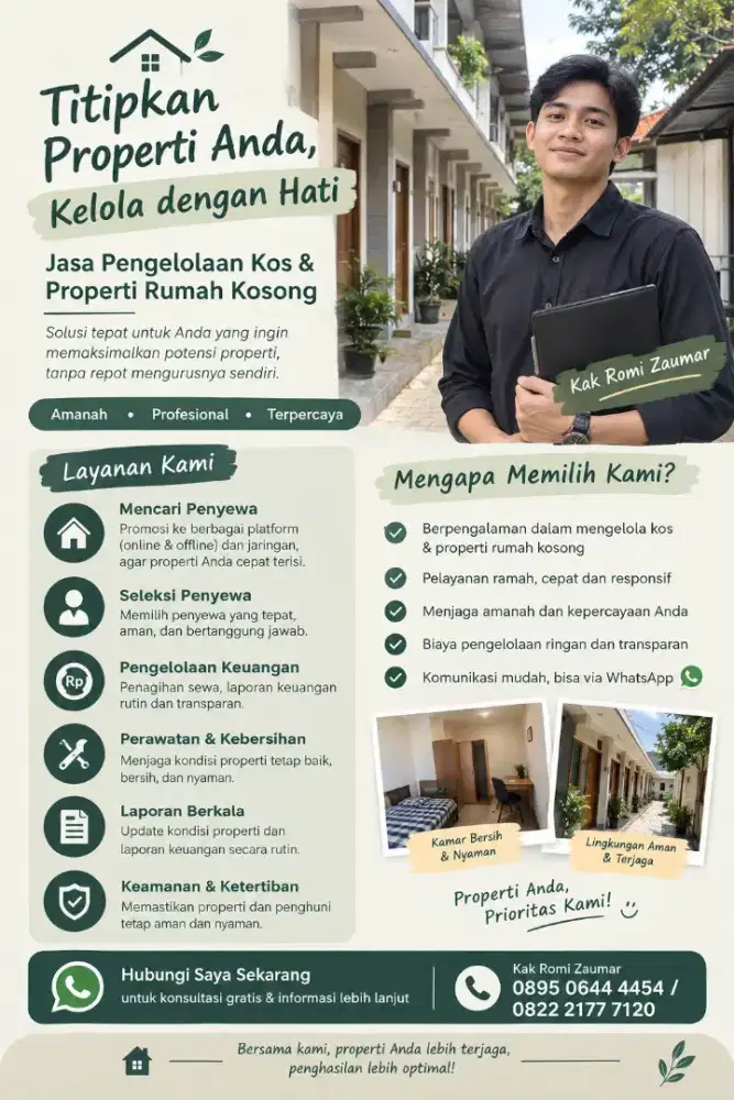 Jasa pengelola kos atau rumah kosong