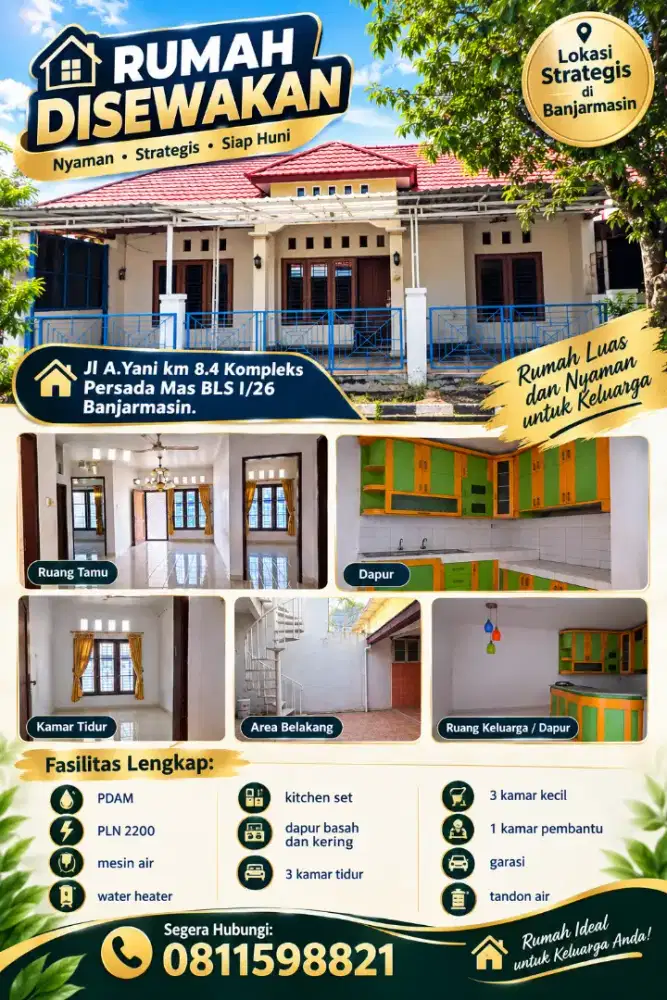 Disewakan Segera Sebuah Rumah Asri di Kompleks Persada Mas-Banjarmasin
