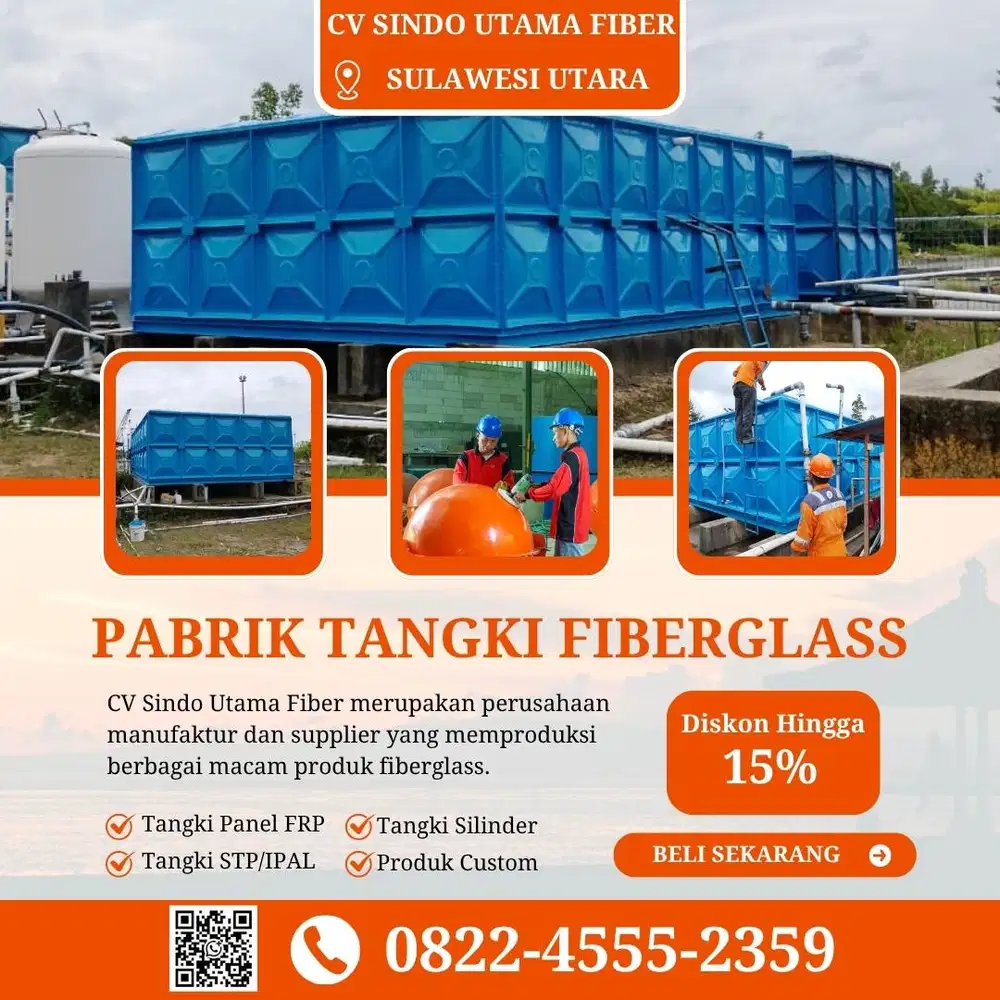 Tangki Fiberglass-Jual Tangki Air Panel Silinder Minahasa Utara