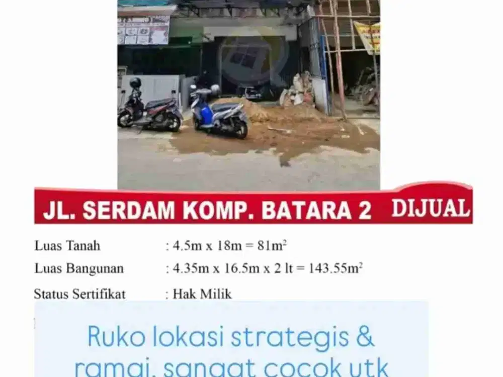 di jual ruko di serdam Batara