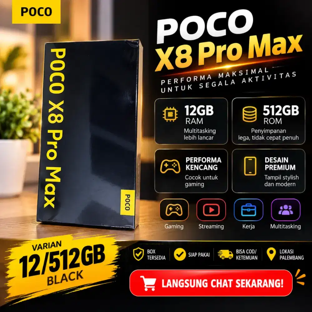POCO X8 Pro Max 12/512GB Black Baru, Segel & Garansi Resmi