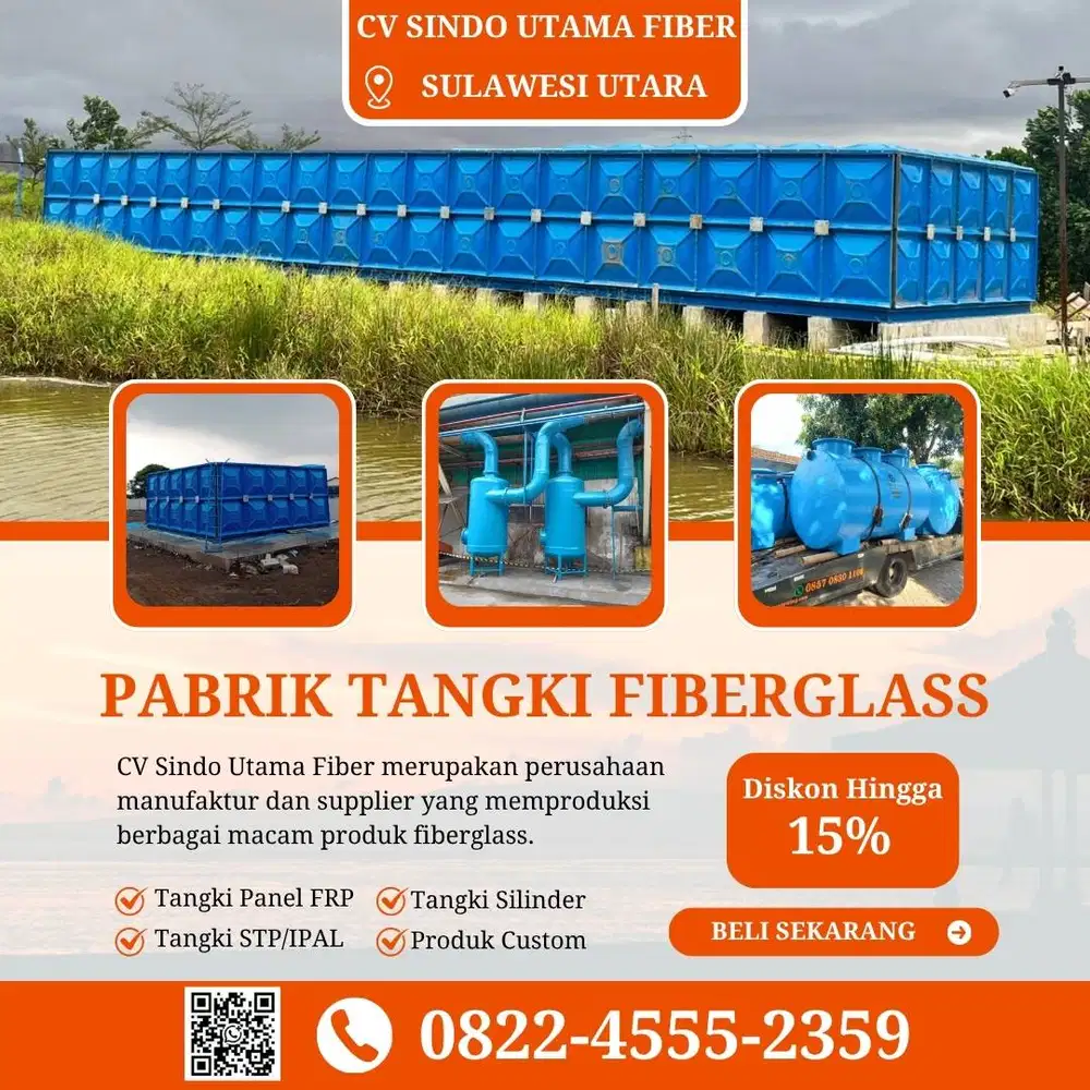 Tangki Fiberglass-Jual Tangki Air, Panel & Silinder Kotamobagu