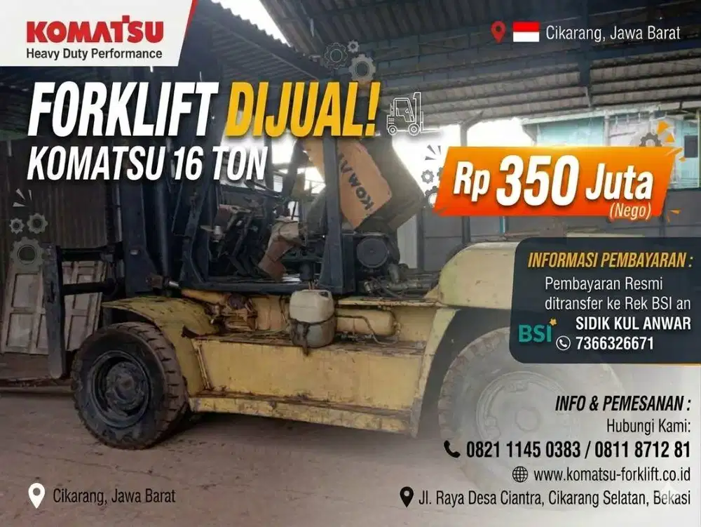 Forklift 16 ton KOMATSU siap pakai