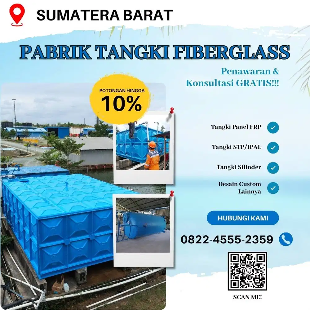 Tangki Fiberglass FRP-Jual Tangki Air, Panel & Silinder Agam